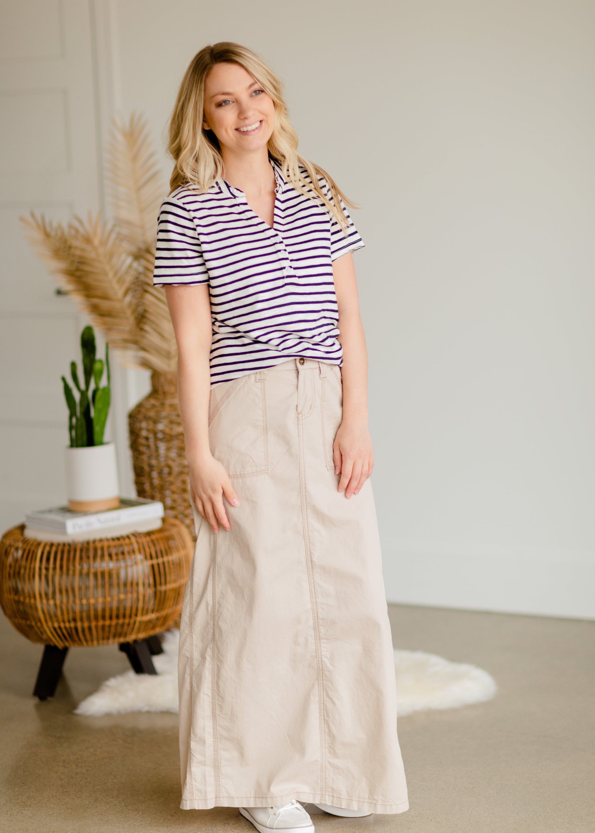Melinda Khaki Long Utility Skirt - FINAL SALE Skirts