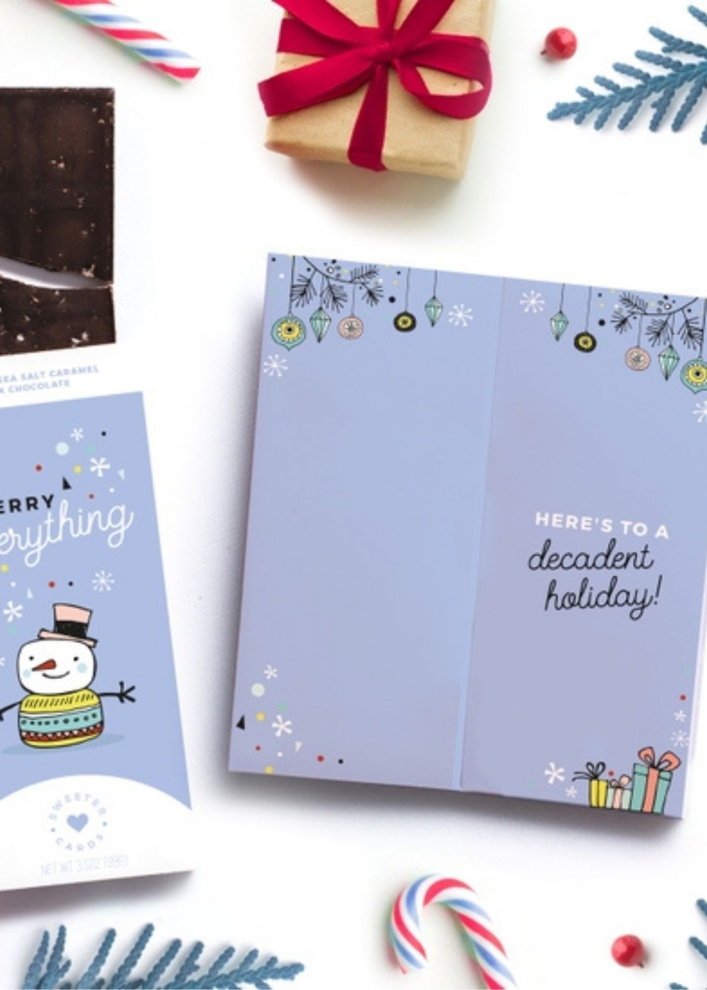 Merry Everything Chocolate Holiday Card Home & Lifestyle Sweeter Cards - Chocolate Bar Greeting Cards