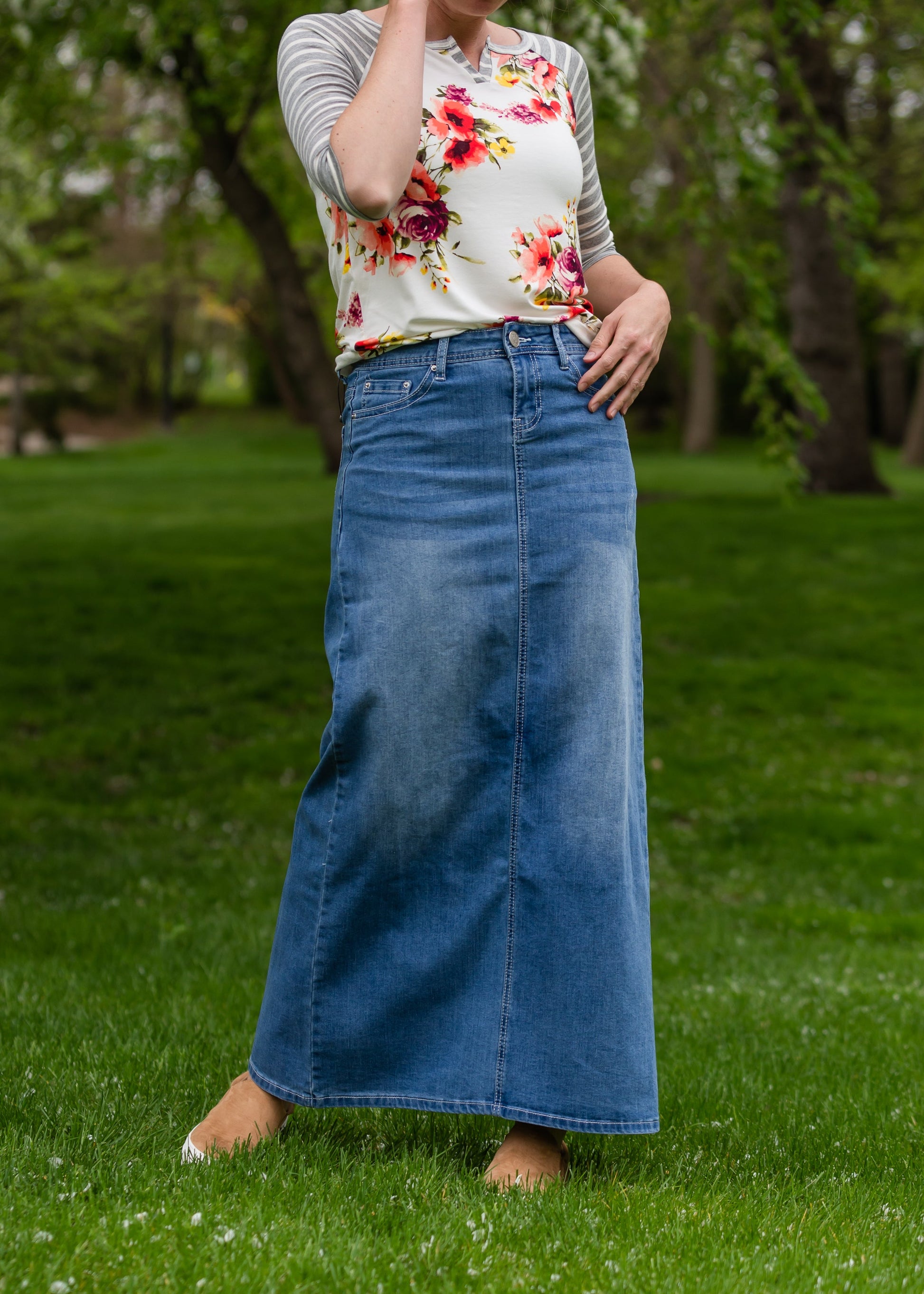 Mia Medium Denim Long Jean Skirt - FINAL SALE Skirts