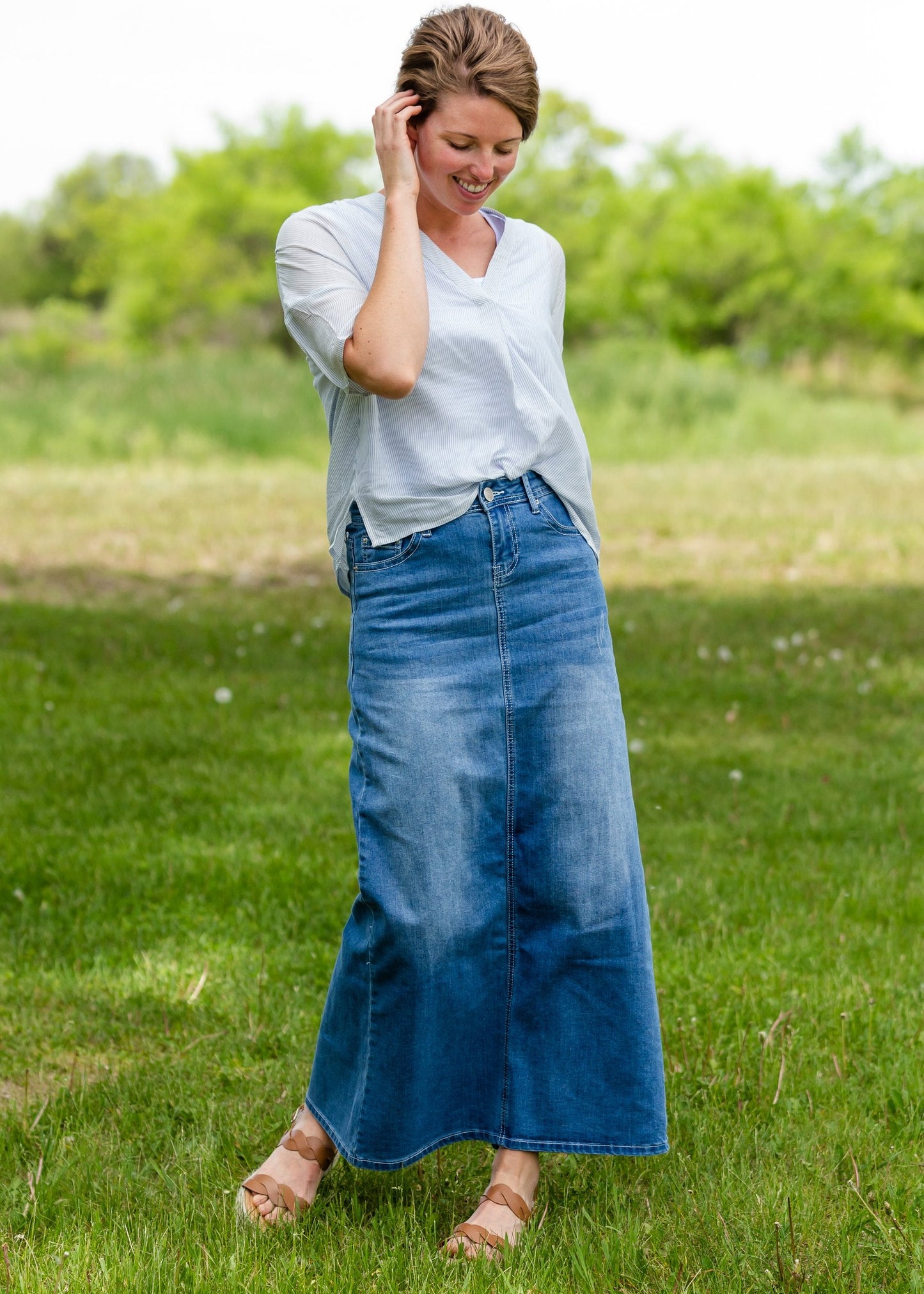 Mia Medium Denim Long Jean Skirt - FINAL SALE Skirts