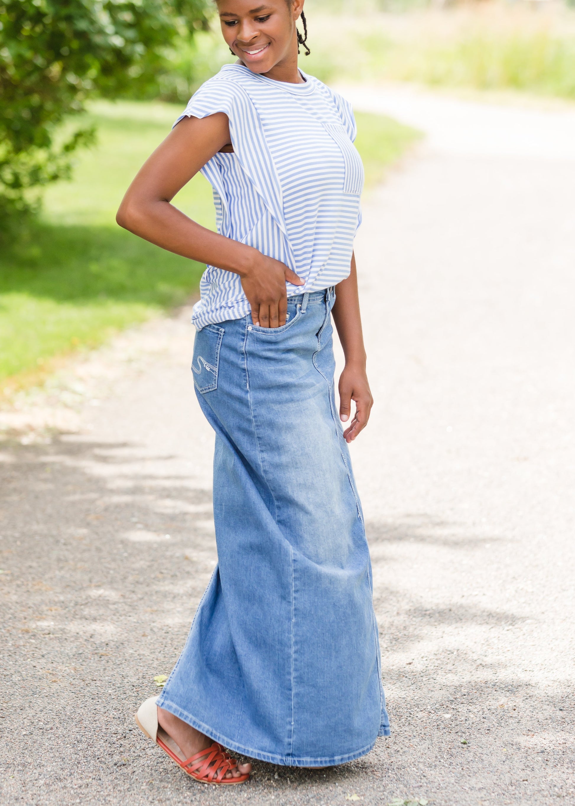 Mia Medium Denim Long Jean Skirt - FINAL SALE Skirts