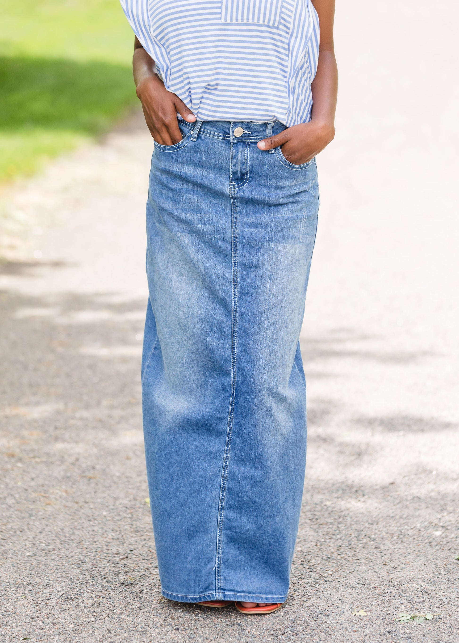Mia Medium Denim Long Jean Skirt - FINAL SALE Skirts