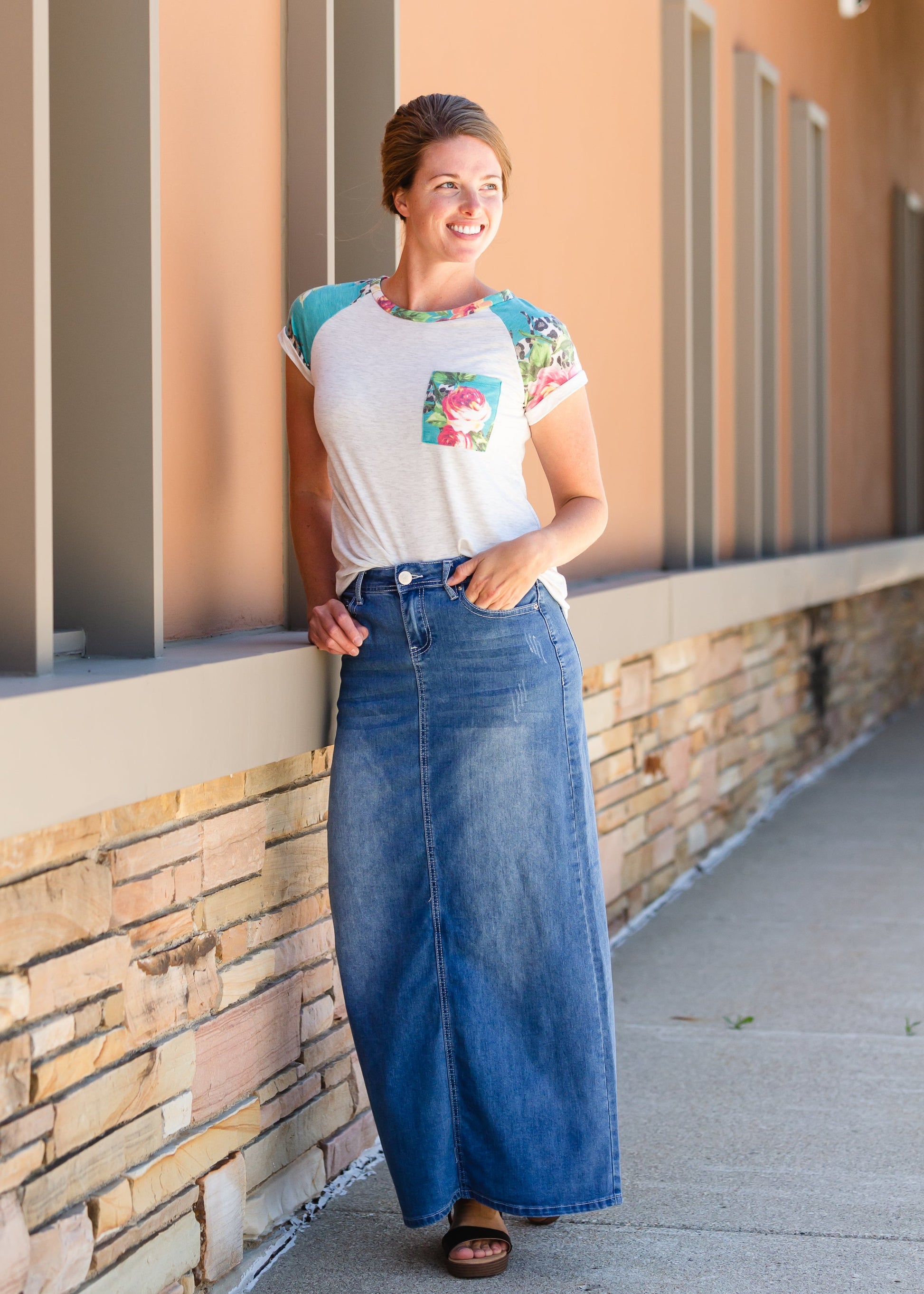 Mia Medium Denim Long Jean Skirt - FINAL SALE Skirts