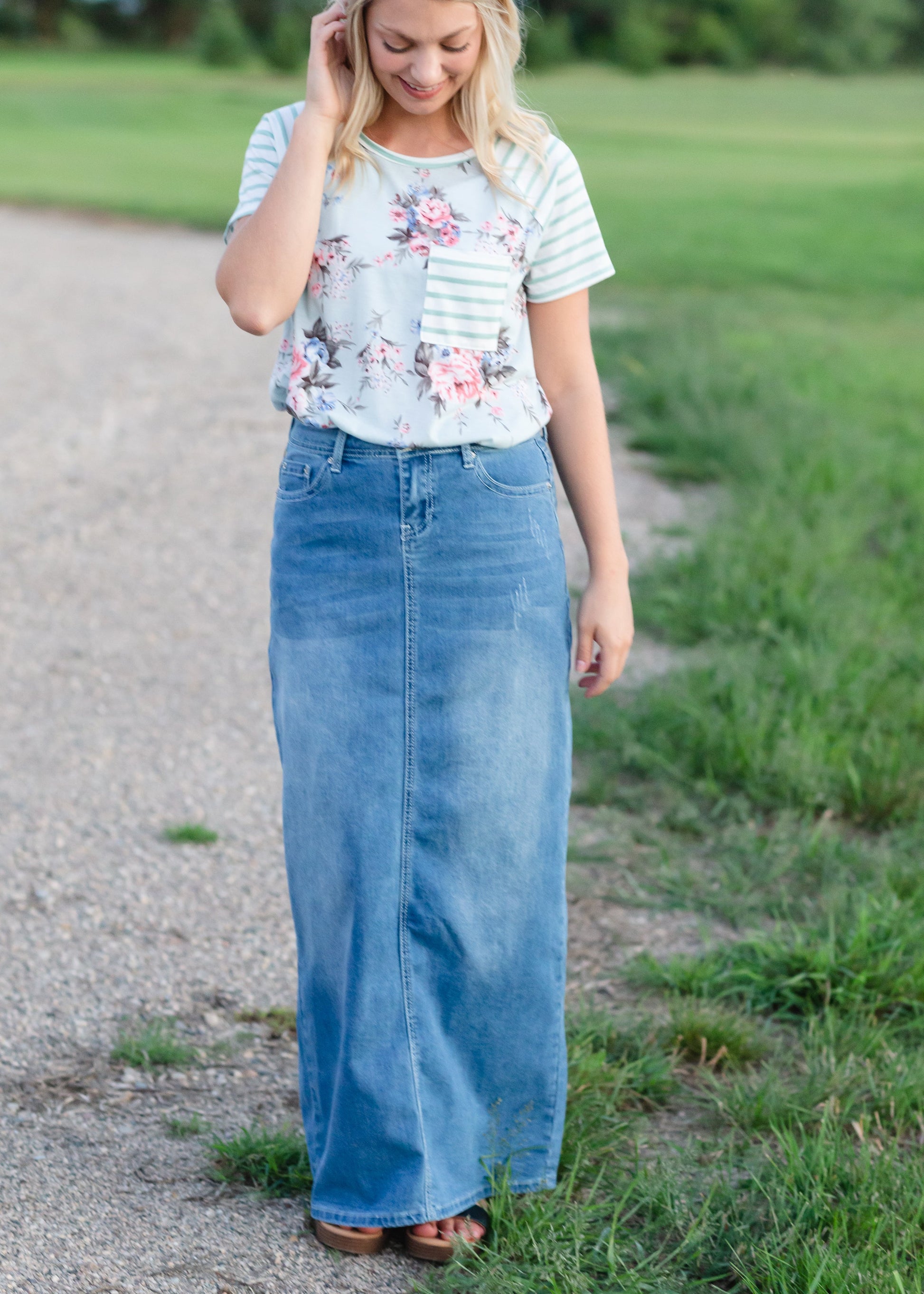 Mia Medium Denim Long Jean Skirt - FINAL SALE Skirts