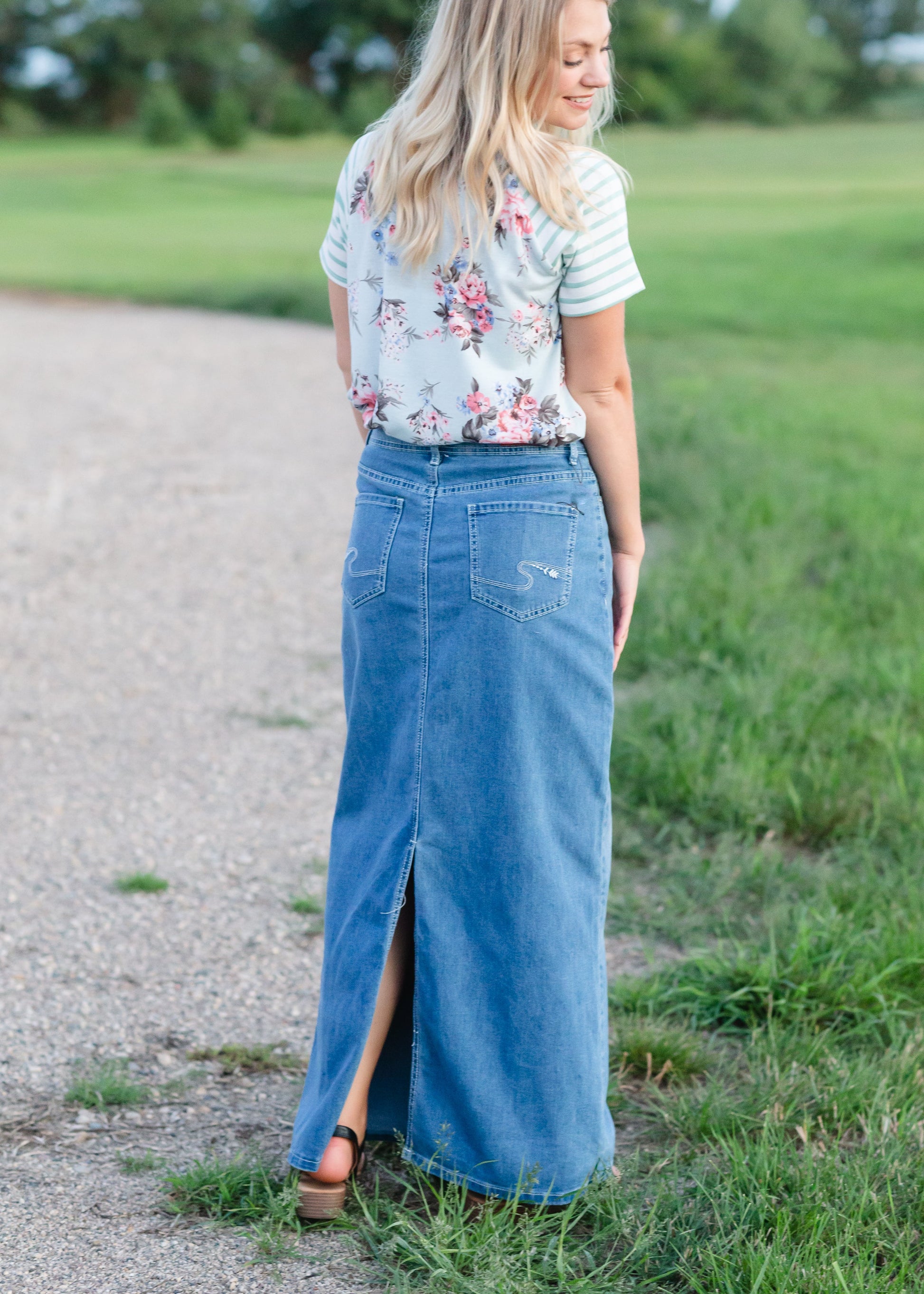 Mia Medium Denim Long Jean Skirt - FINAL SALE Skirts