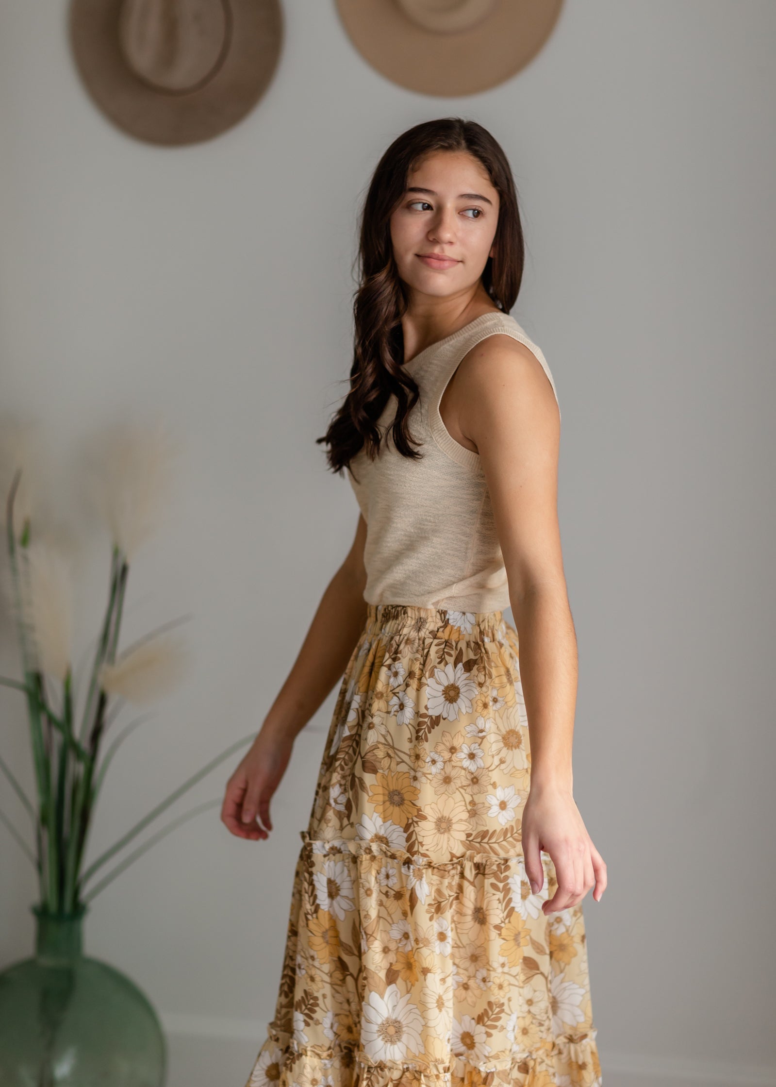 Midi Skirt With Merrow Hem Detail Skirts Polagram