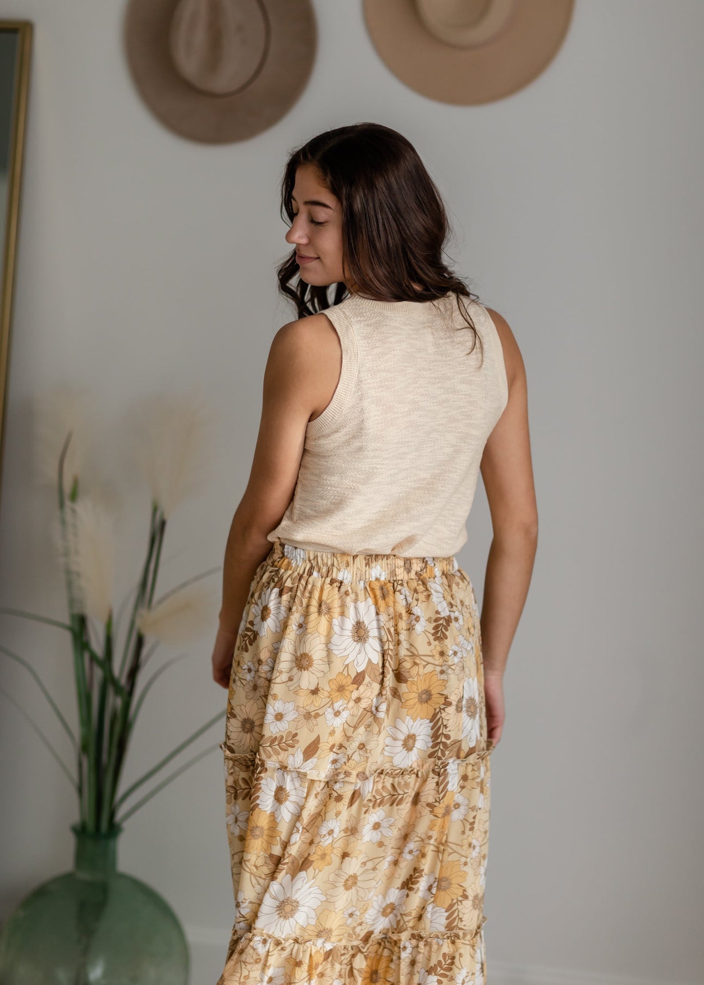 Midi Skirt With Merrow Hem Detail Skirts Polagram