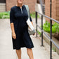 Midi Swim Dress with 1/4 Front Zipper Tops Black / XS