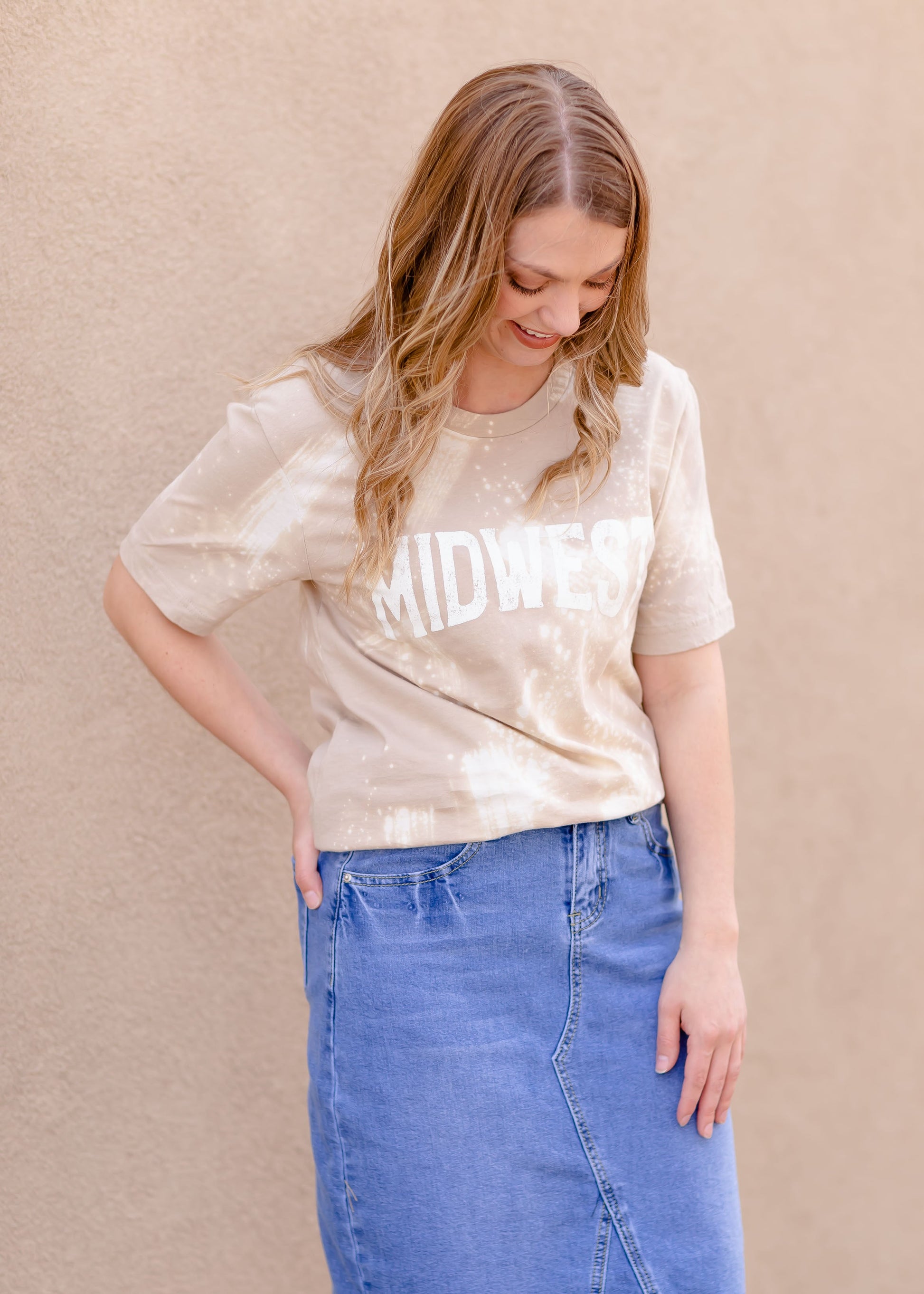 Midwest Bleached Graphic Tee Tops