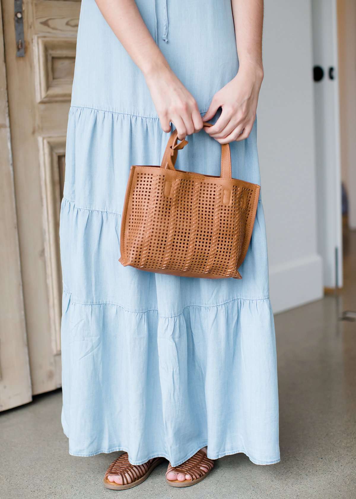 perforated mini tote with coin purse