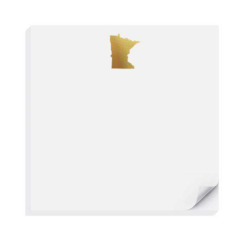 Minnesota charm note pad, white with gold foil.