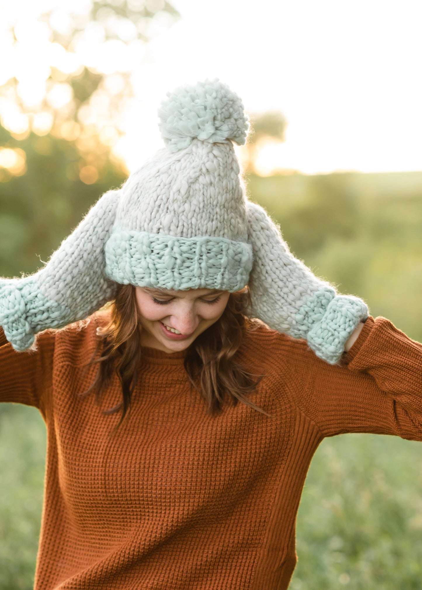 Mint Mango Yarn Pom Pom Hat - FINAL SALE Accessories