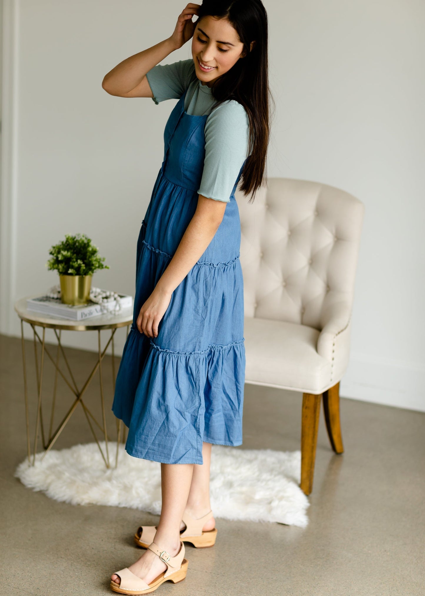 Mint Ribbed Smocked Neck Top - FINAL SALE Tops