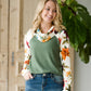 Mixed Floral Loose Turtleneck Tops