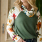 Mixed Floral Loose Turtleneck Tops