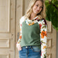 Mixed Floral Loose Turtleneck Tops