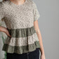 Mixed Print Babydoll Top Shirt Paper Crane