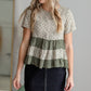 Mixed Print Babydoll Top Shirt Paper Crane