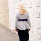 Women's modest navy lace heather gray sweatshirt