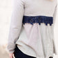 Women's modest navy lace heather gray sweatshirt
