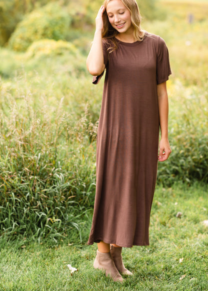 Mocha Bell Sleeve T-Shirt Dress - FINAL SALE Dresses