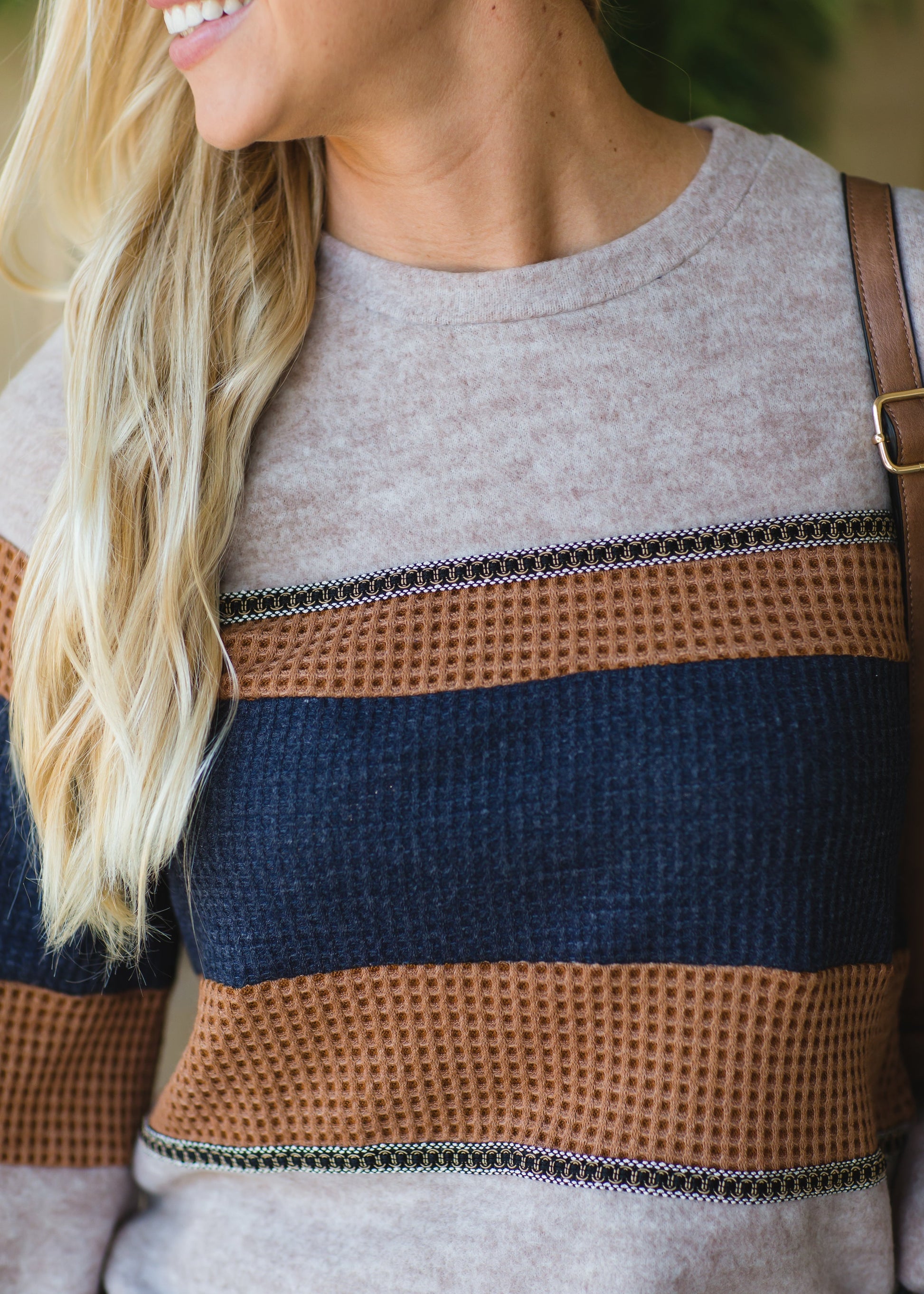 Mocha Colorblock Long Sleeve Top Shirt