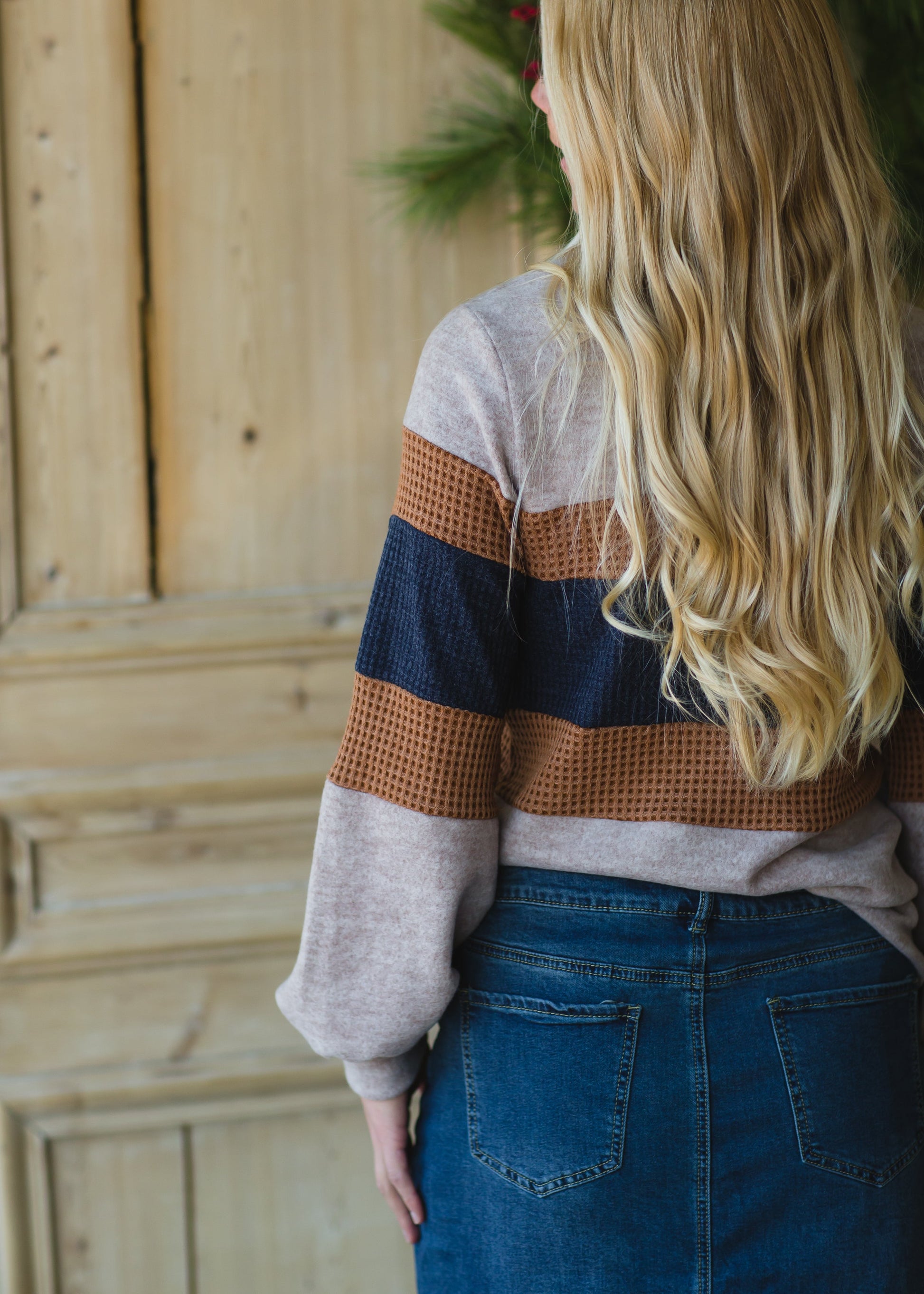 Mocha Colorblock Long Sleeve Top Shirt