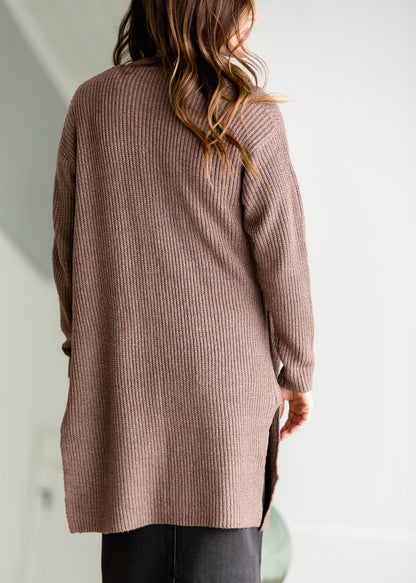 Mocha Open Front Long Sleeve Cardigan Shirt Staccato