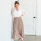 Mocha Pleated Ditsy Print Skirt Skirts Wishlist