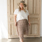 Mocha Pleated Ditsy Print Skirt Skirts Wishlist