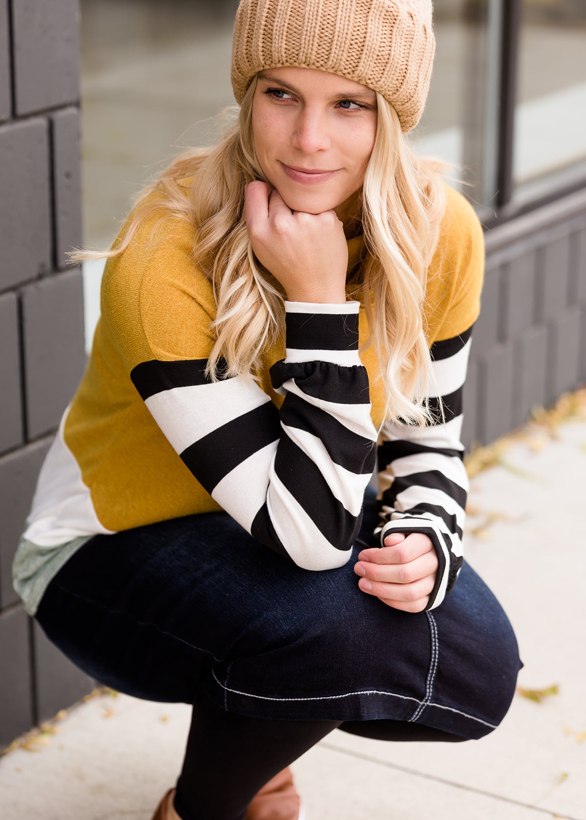 Mock Neck Color Block Striped Top - FINAL SALE Tops