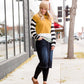 Mock Neck Color Block Striped Top - FINAL SALE Tops