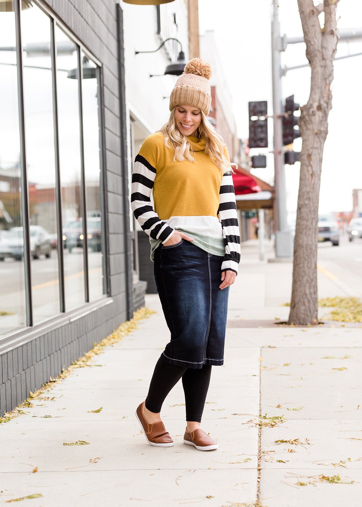 Mock Neck Color Block Striped Top - FINAL SALE Tops