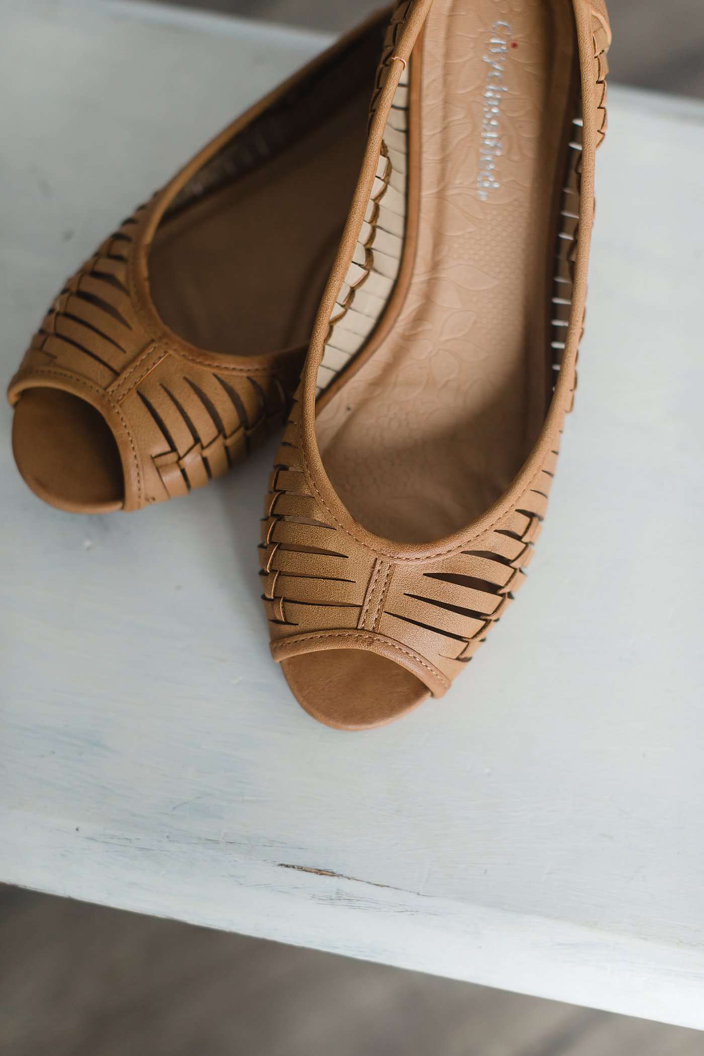 Motor Flat Classic Peep Toe-FINAL SALE Shoes Tan / 5.5