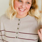 Mulberry Striped Button Detail Sweater - FINAL SALE Tops