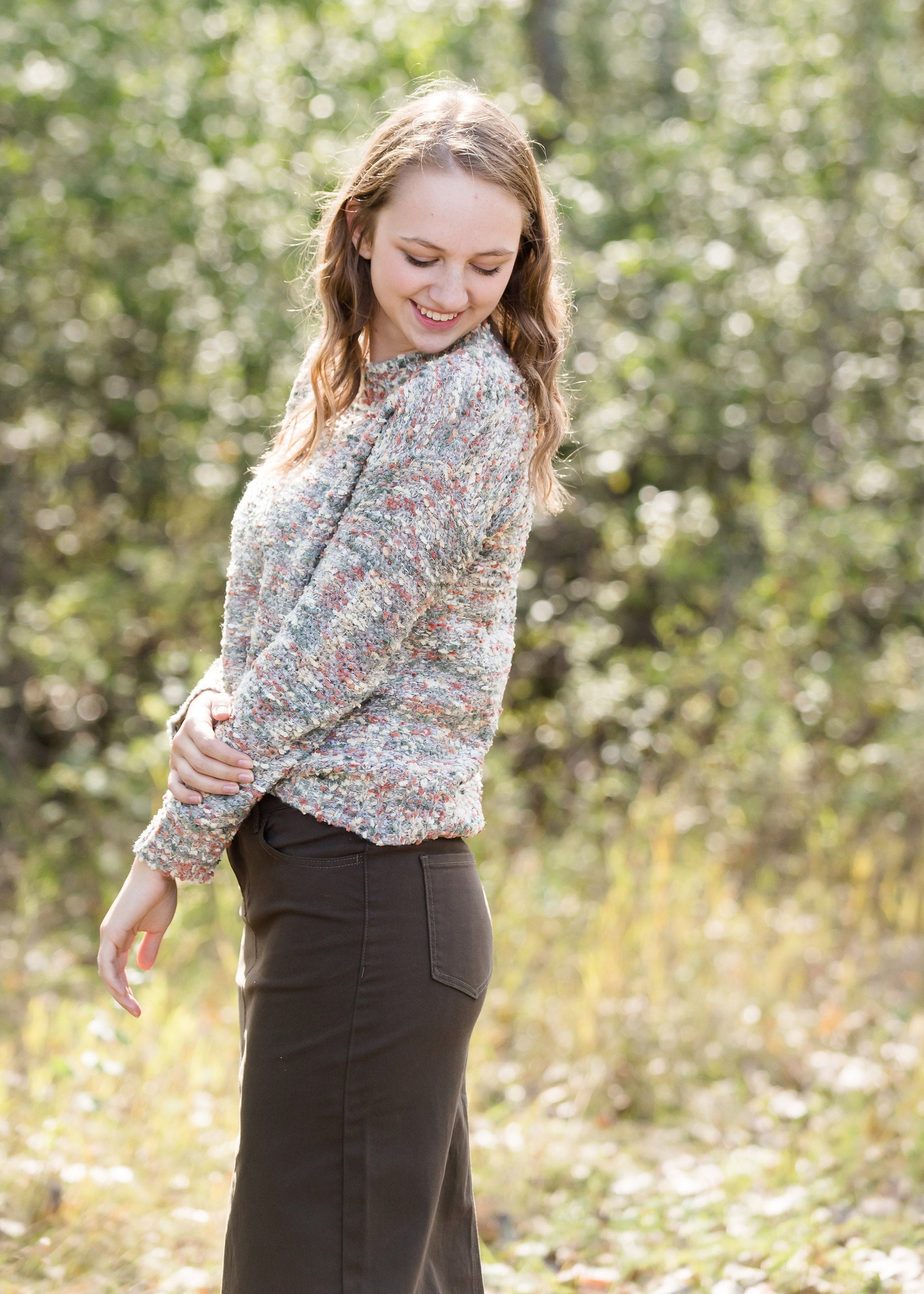 Multi Color Boucle Knit Sweater - FINAL SALE Tops