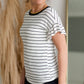 Multi Color Round Neck Top with Stripes Shirt Hailey & Co.