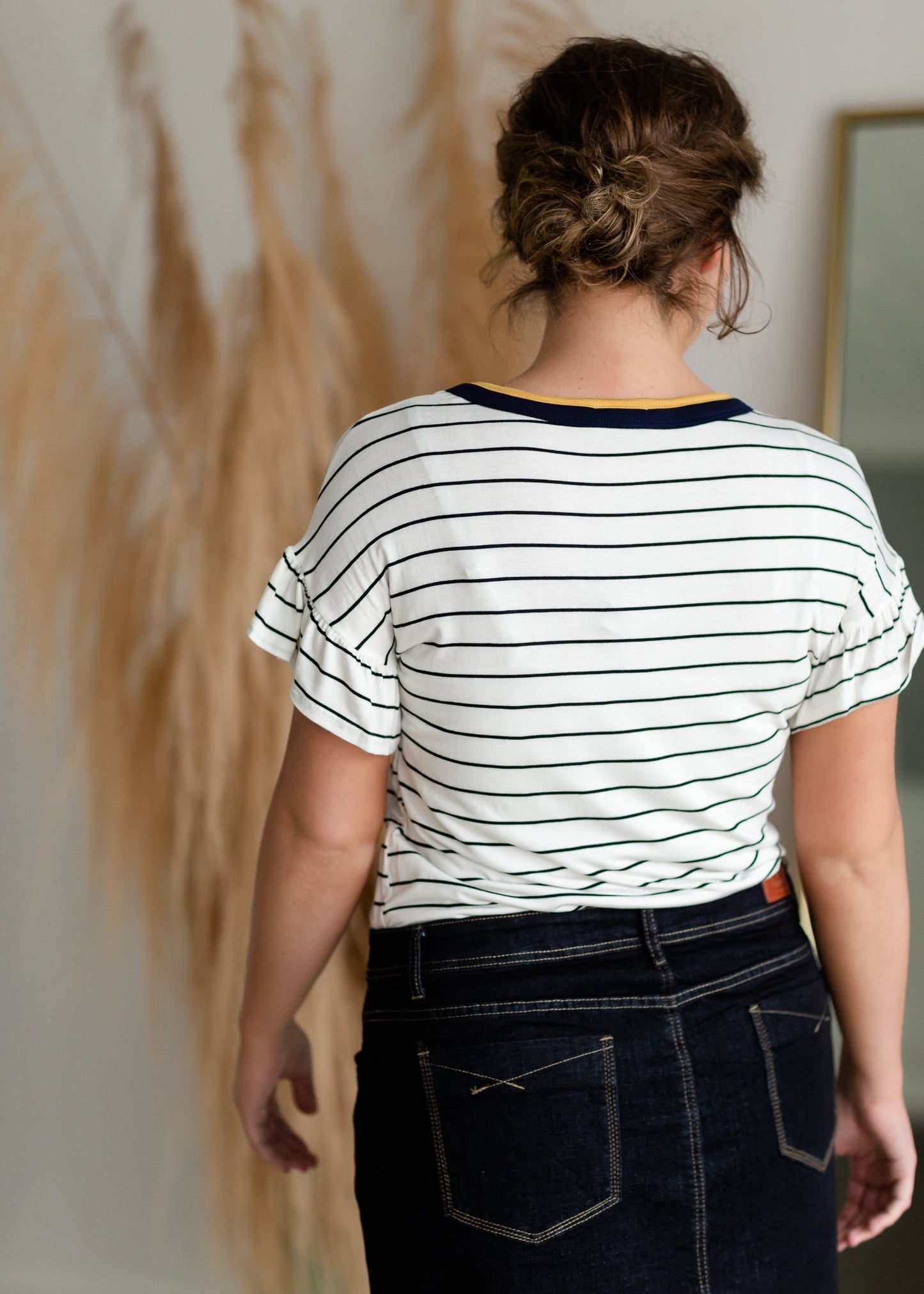 Multi Color Round Neck Top with Stripes Shirt Hailey & Co.