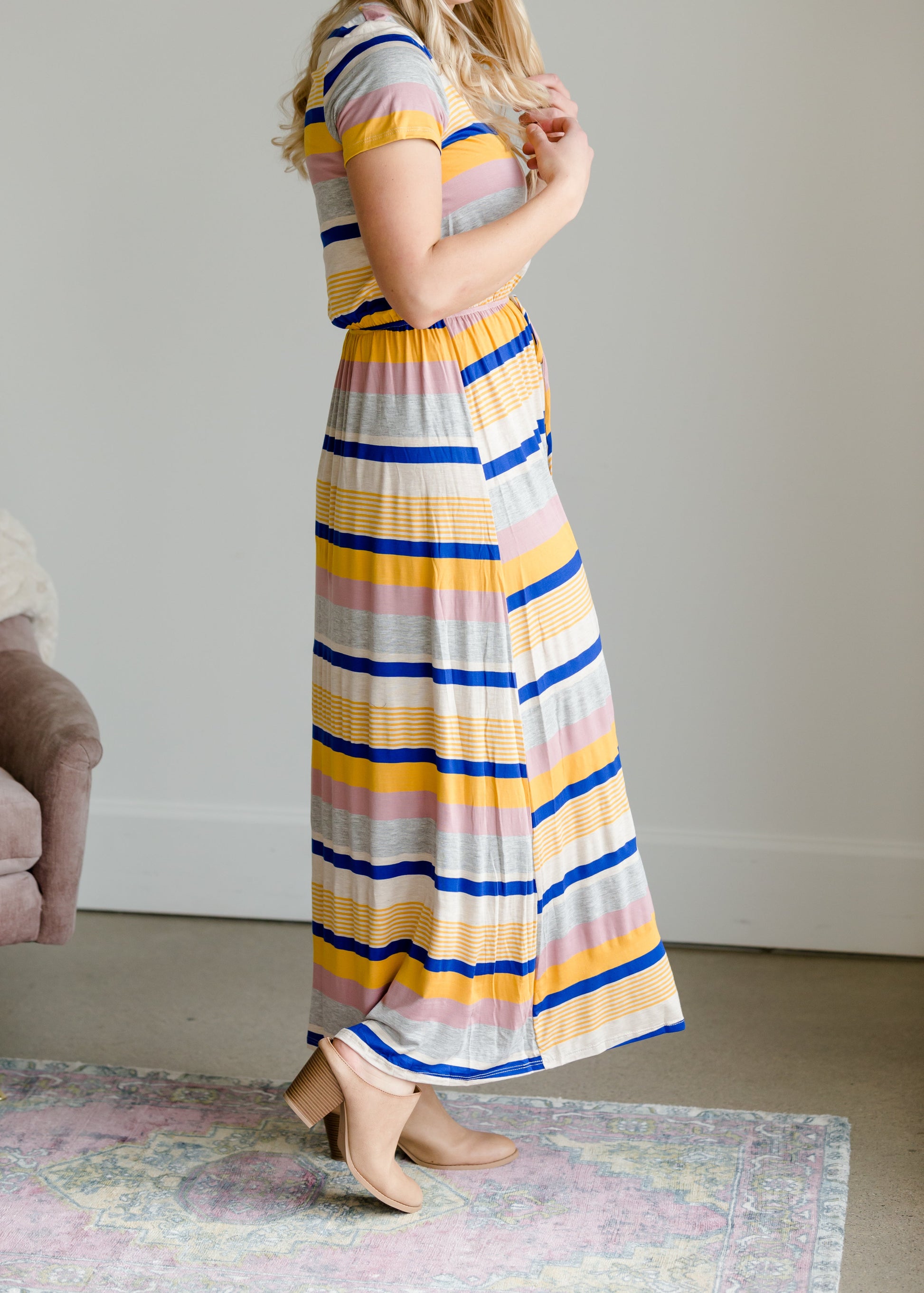Multi Color Stretch Stripe Maxi Dress - FINAL SALE Dresses