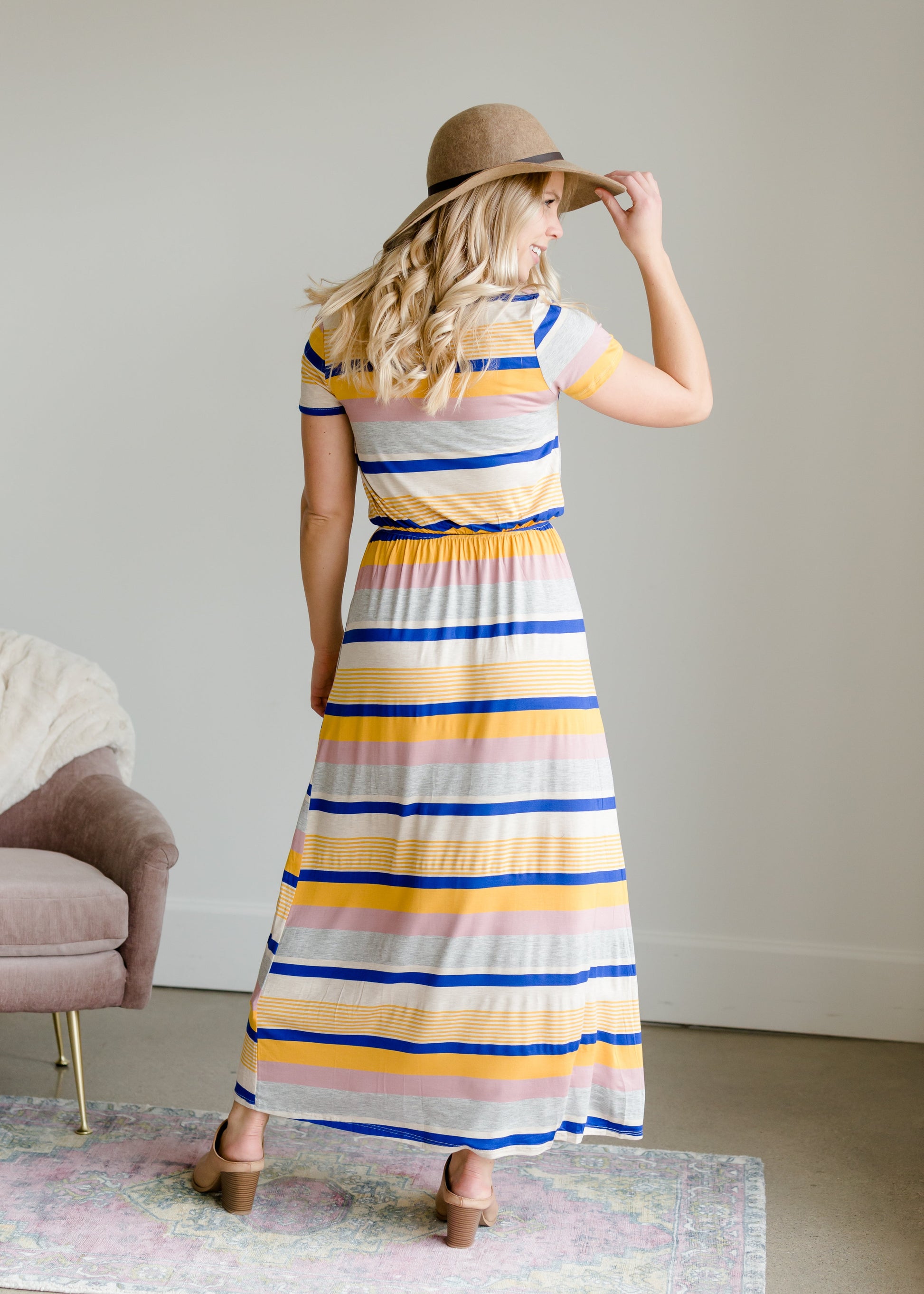Multi Color Stretch Stripe Maxi Dress - FINAL SALE Dresses
