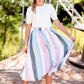 Multi Color Stripe Pleated Skirt Skirts