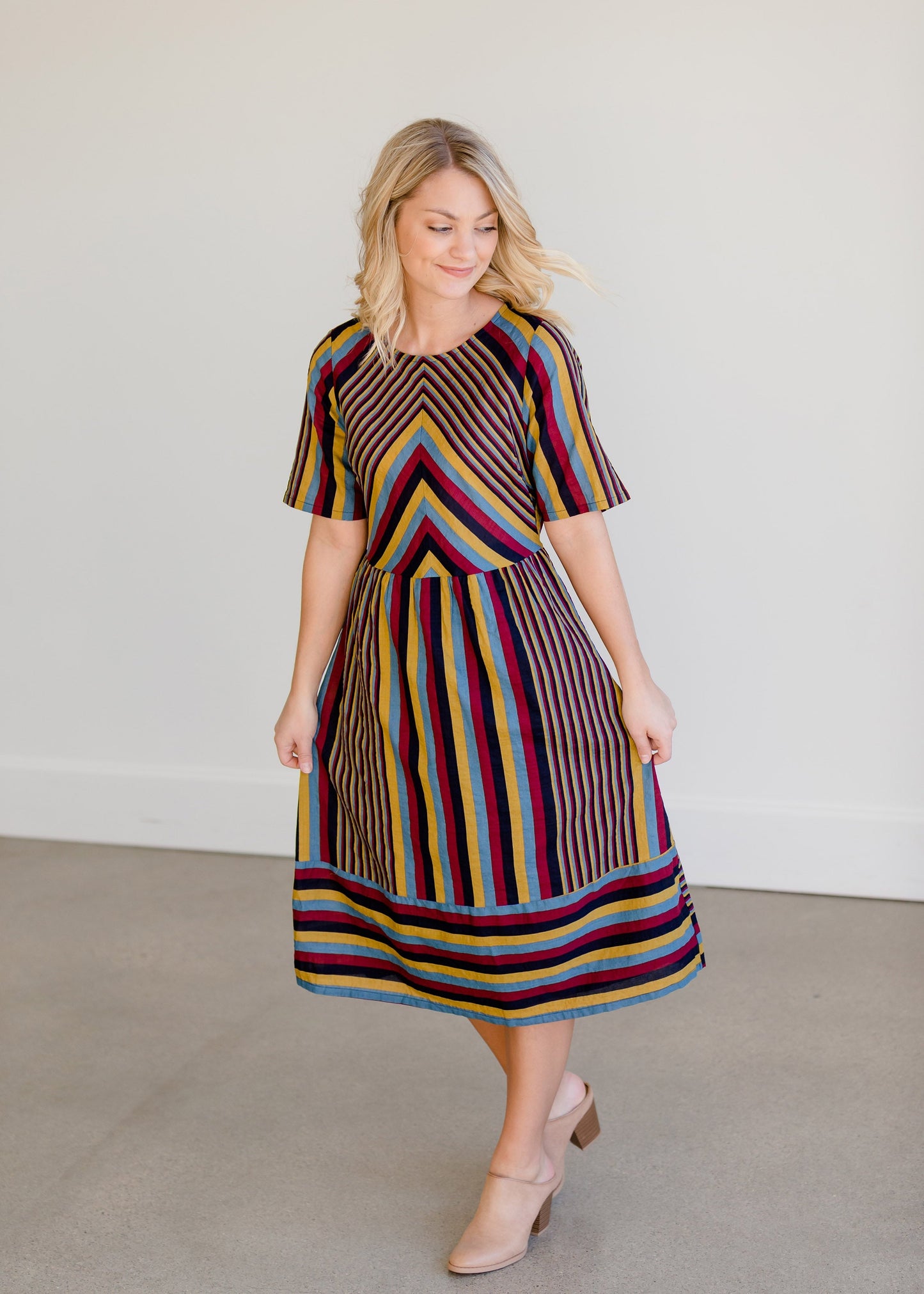 Multi Color Striped Midi Dress - FINAL SALE Dresses
