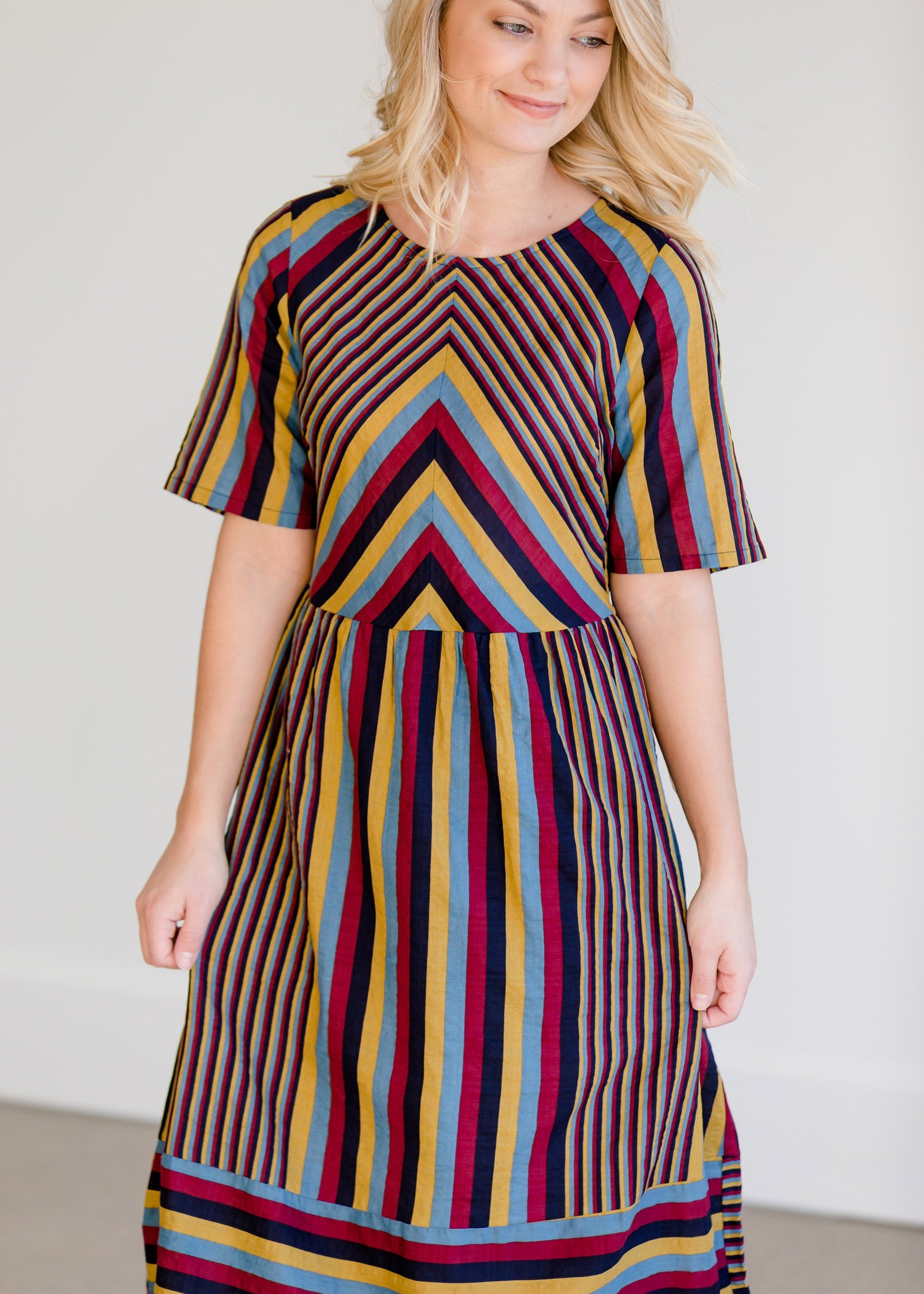 Multi Color Striped Midi Dress - FINAL SALE Dresses