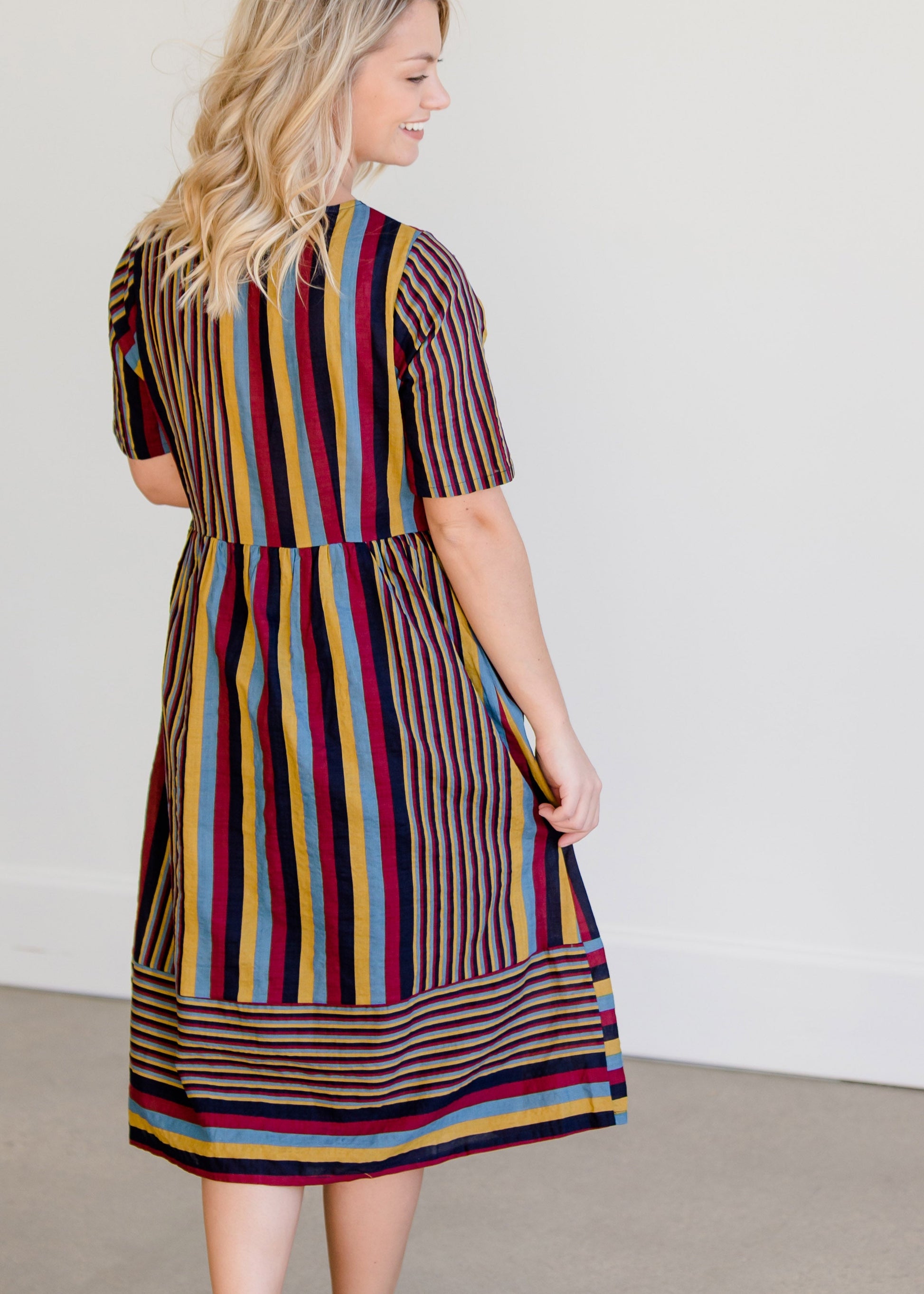 Multi Color Striped Midi Dress - FINAL SALE Dresses