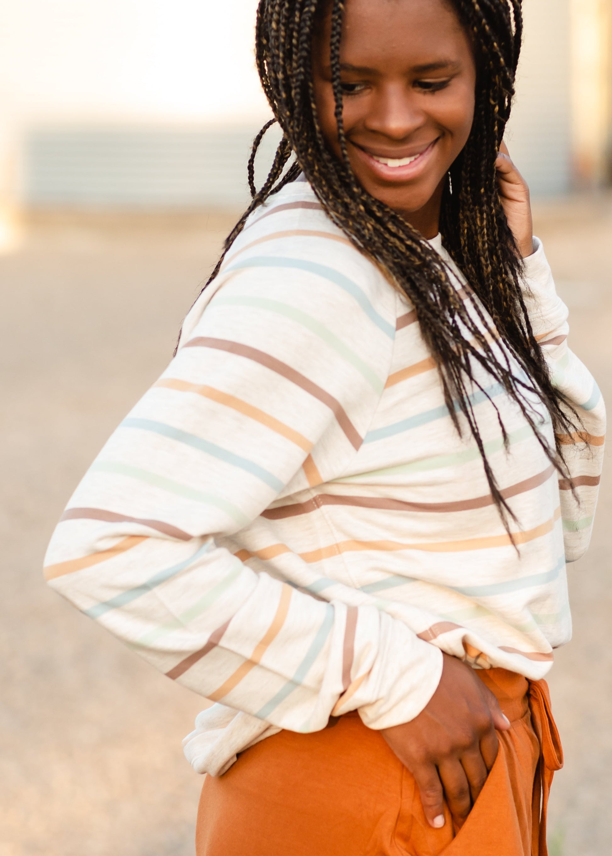 Multi Color Striped Windslet Top Tops