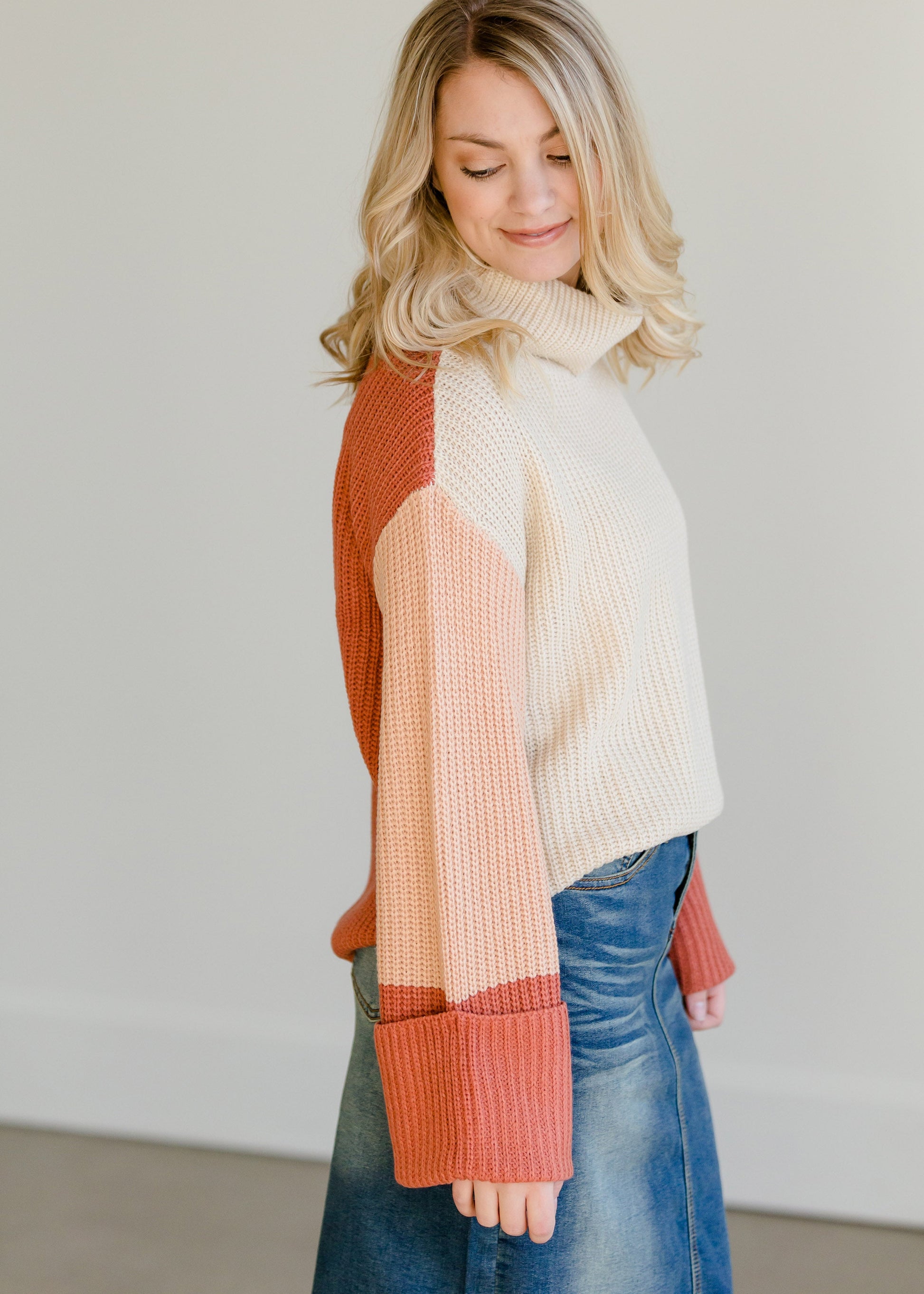 Multi Color Turtleneck Sweater - FINAL SALE Tops