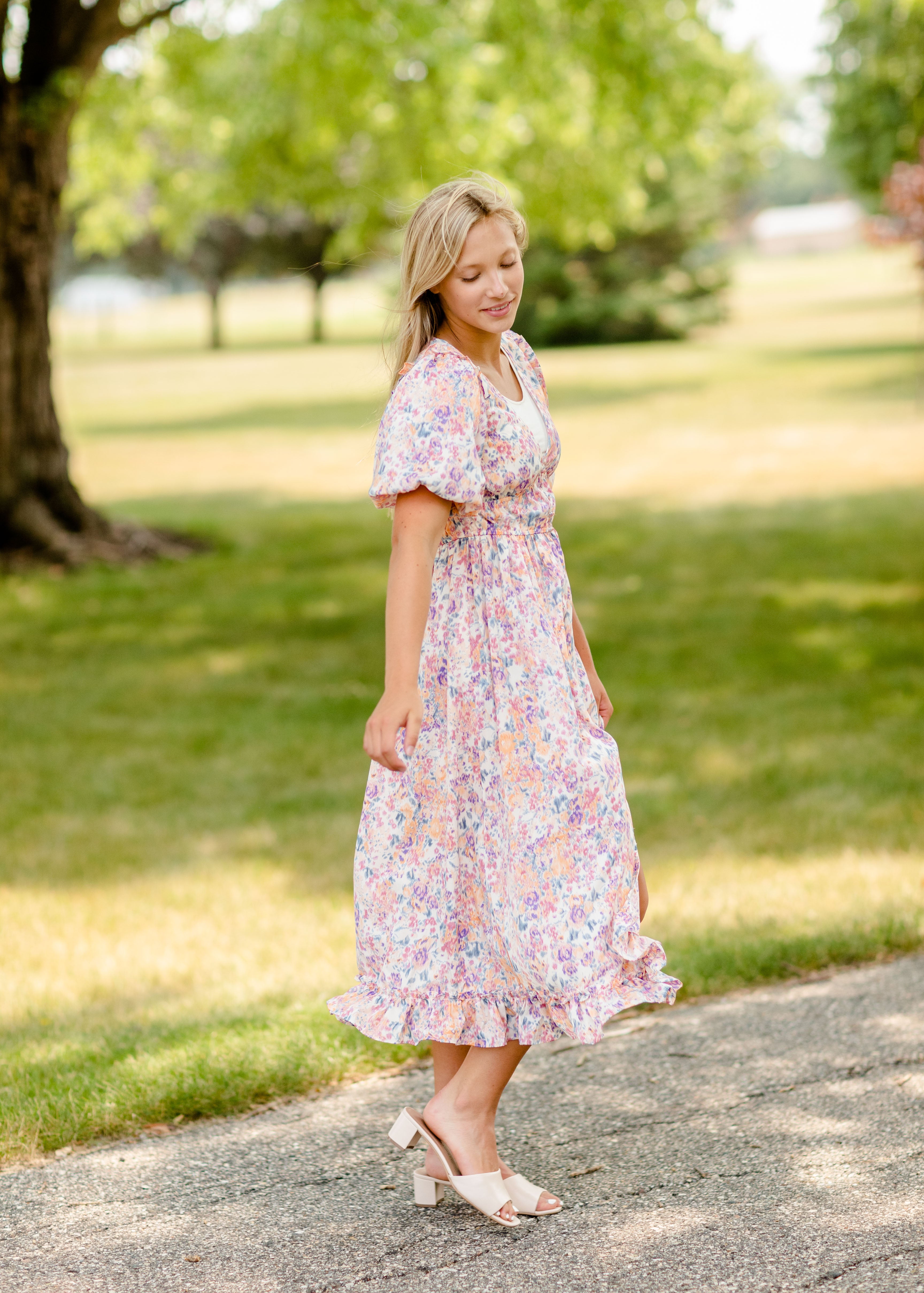 Multi Floral Button Down Midi Dress FINAL SALE Inherit Co