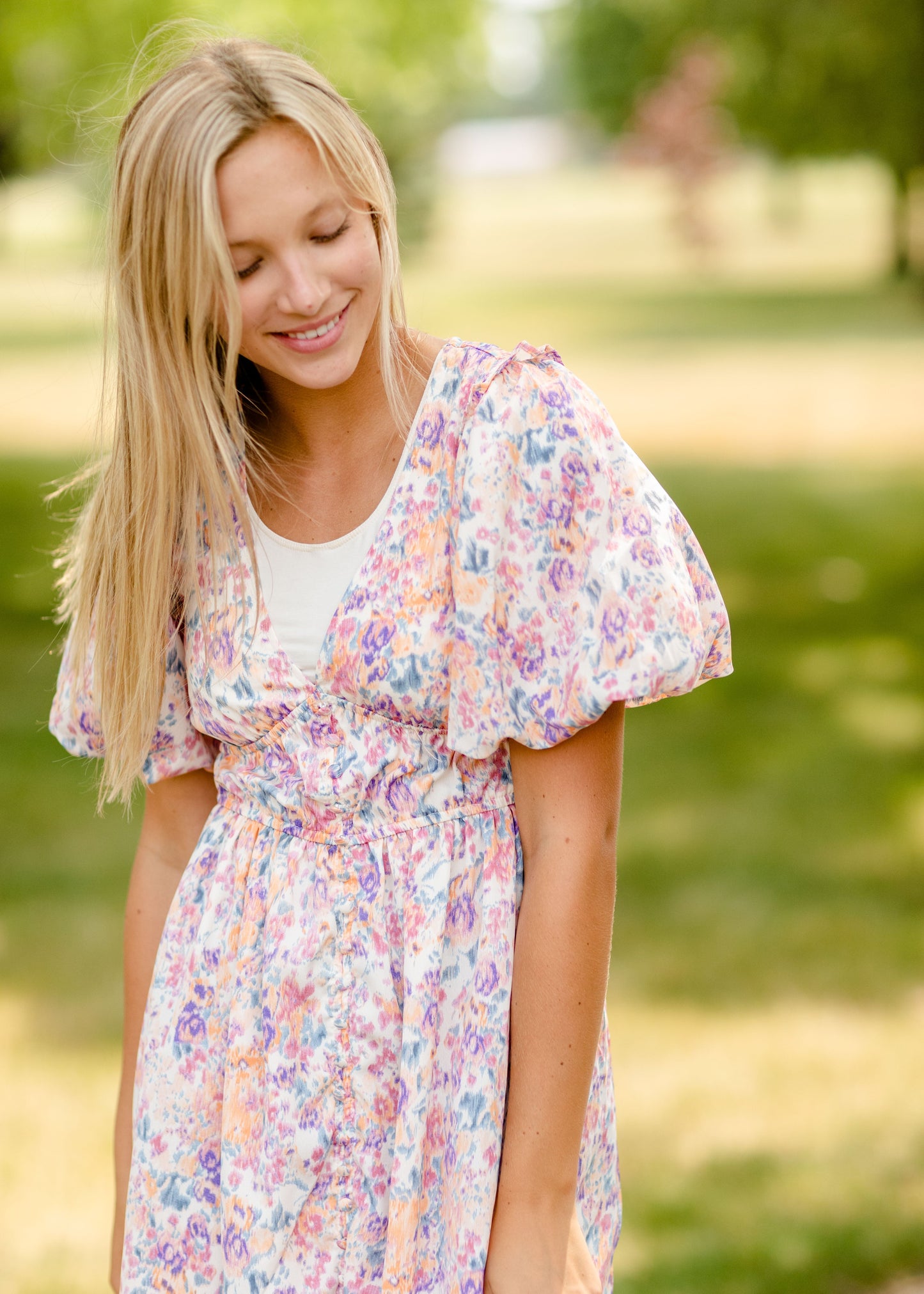 Multi Floral Button Down Midi Dress - FINAL SALE Dresses