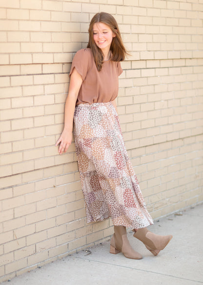 Multi Floral Colorblock Maxi Skirt Skirts