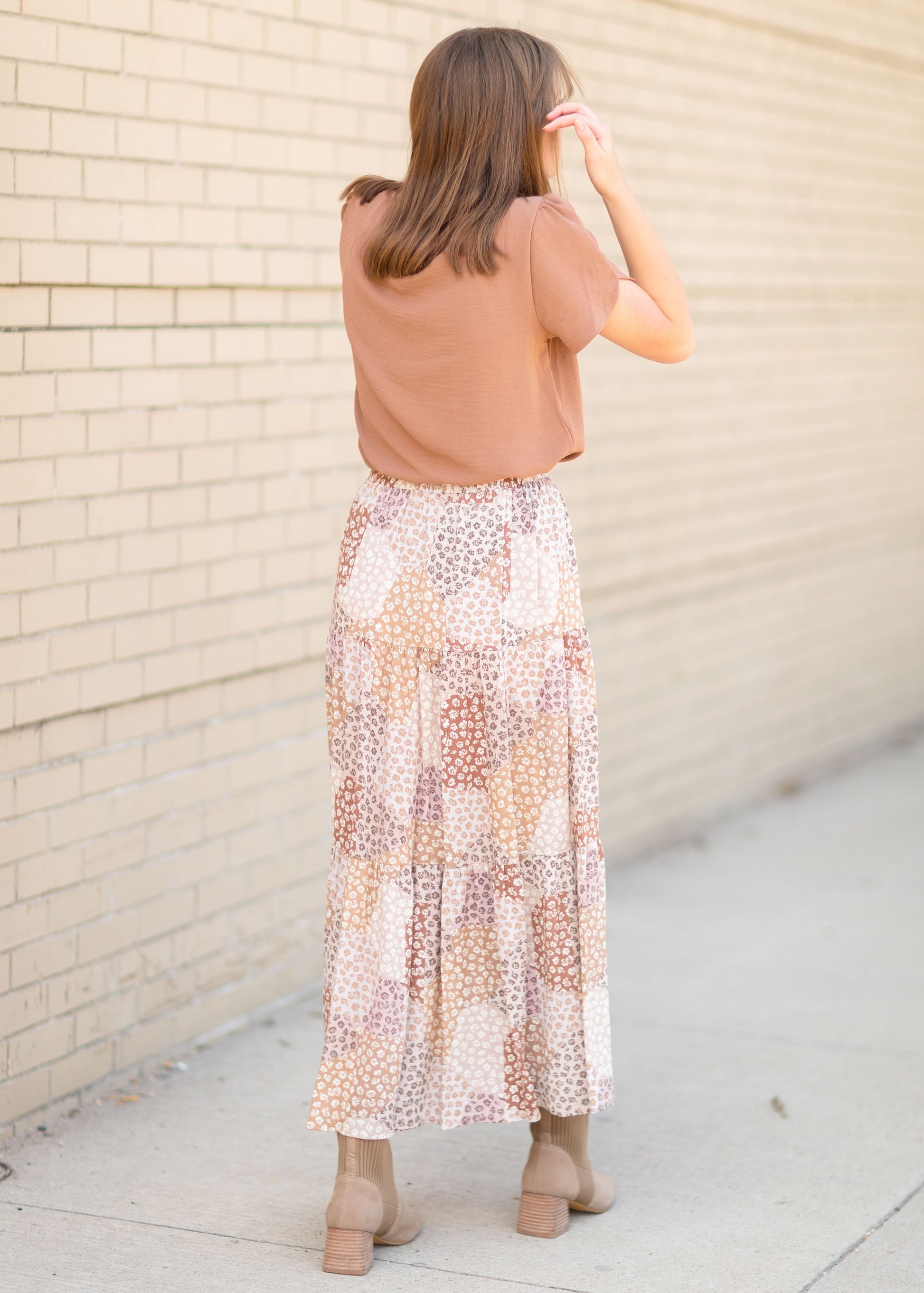 Multi Floral Colorblock Maxi Skirt Skirts